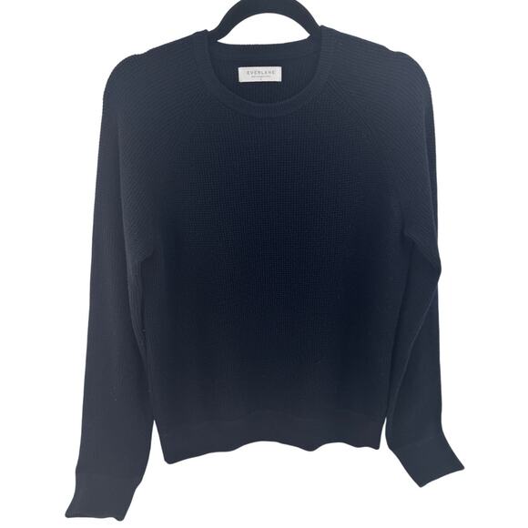 Everlane Waffle Knit Cashmere Sweater The Classic Crew Neck Men's Small Navy - Picture 4 of 6